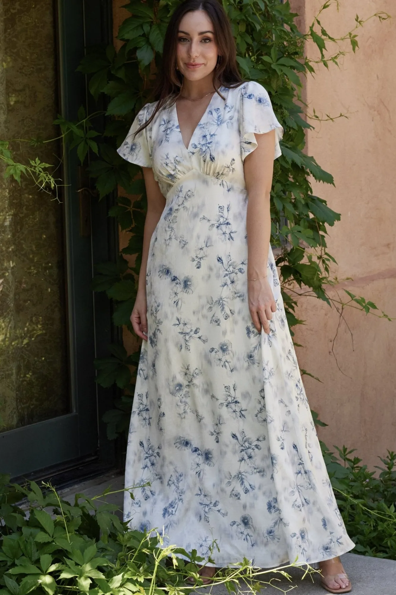 Baltic Born Carmen Maxi Dress | Off White + Blue Floral