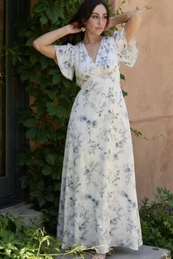 Baltic Born Carmen Maxi Dress | Off White + Blue Floral