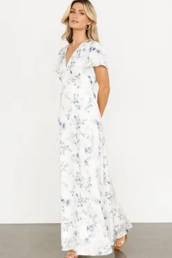 Baltic Born Carmen Maxi Dress | Off White + Blue Floral