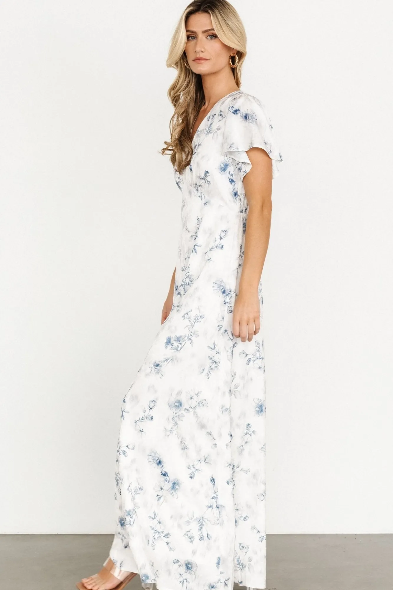 Baltic Born Carmen Maxi Dress | Off White + Blue Floral