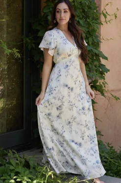 Baltic Born Carmen Maxi Dress | Off White + Blue Floral