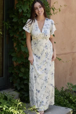 Baltic Born Carmen Maxi Dress | Off White + Blue Floral