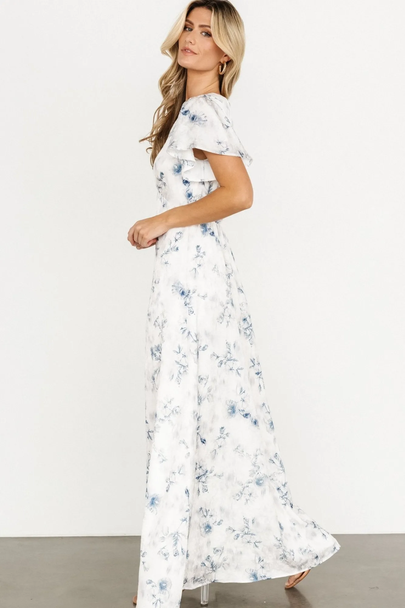 Baltic Born Carmen Maxi Dress | Off White + Blue Floral