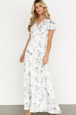 Baltic Born Carmen Maxi Dress | Off White + Blue Floral