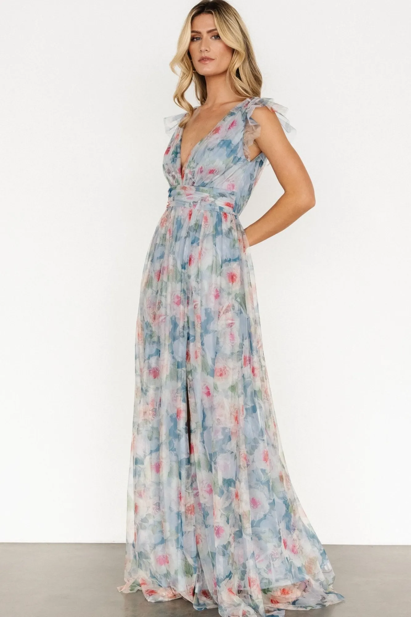 Baltic Born Carmine Maxi Dress | Dusty Blue Floral