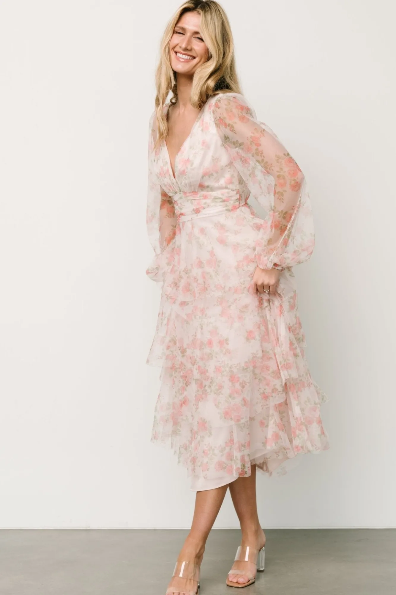 Baltic Born Carolina Tulle Tiered Maxi Dress | Blush Floral