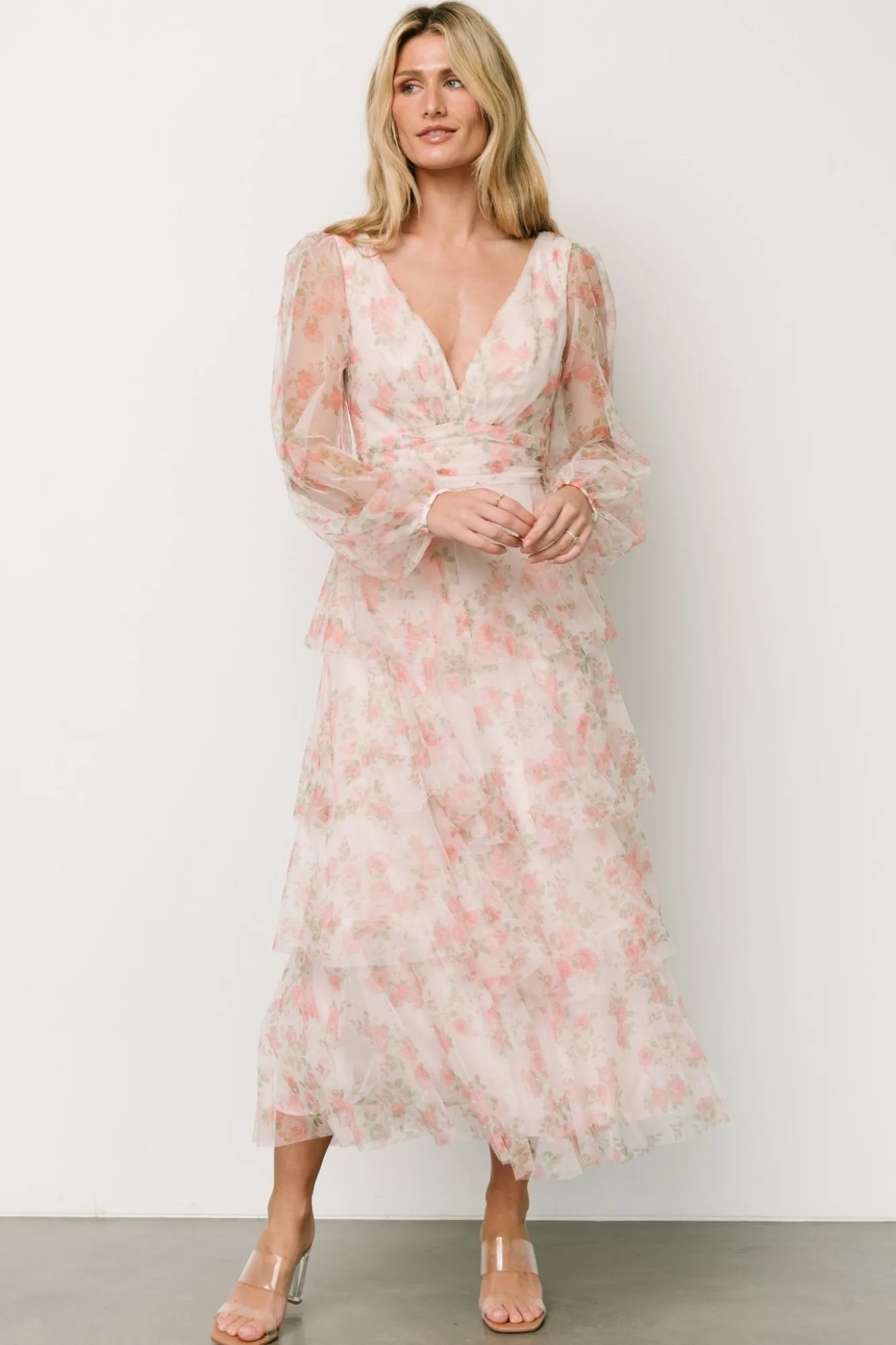 Baltic Born Carolina Tulle Tiered Maxi Dress | Blush Floral