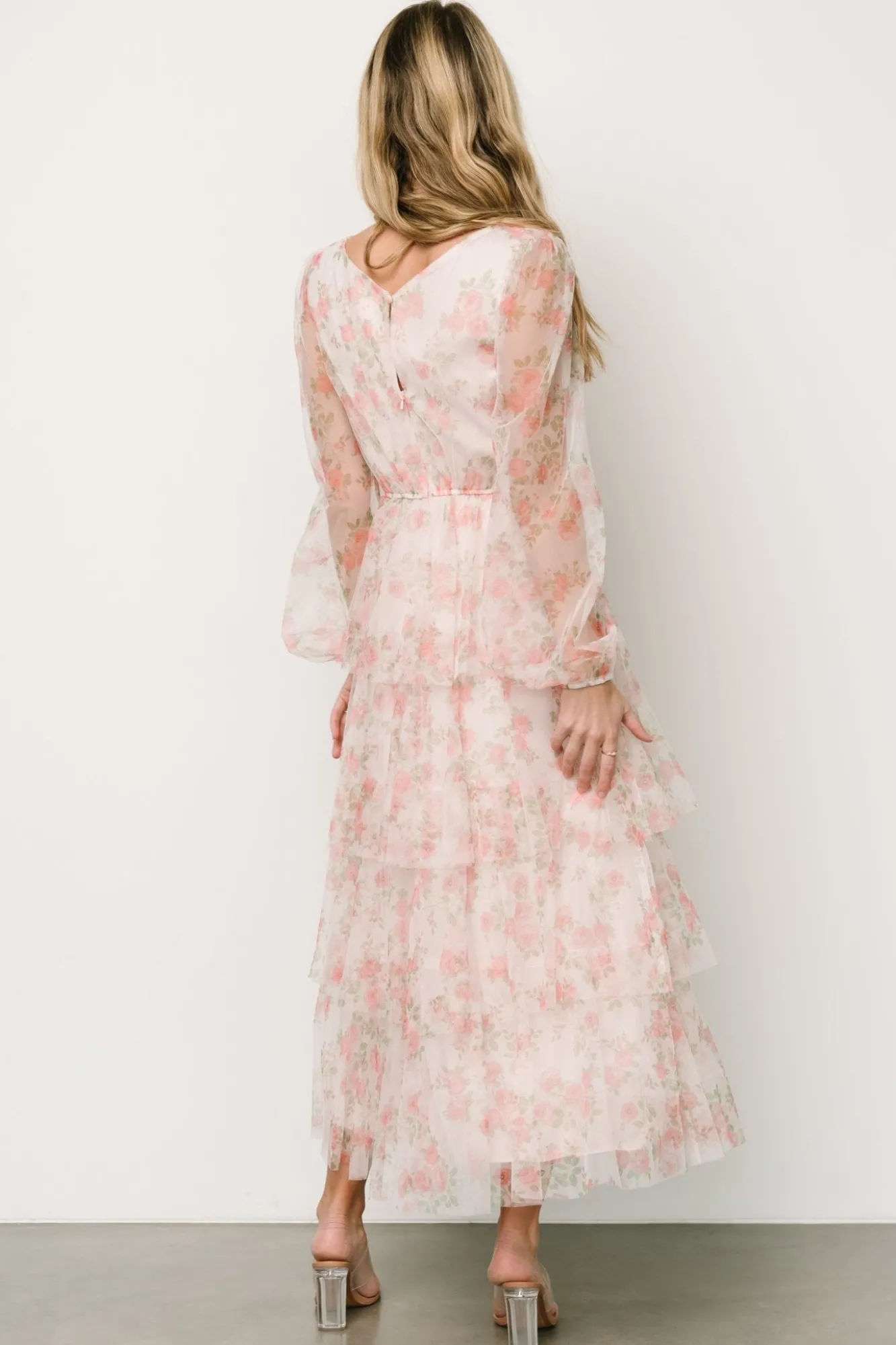 Baltic Born Carolina Tulle Tiered Maxi Dress | Blush Floral