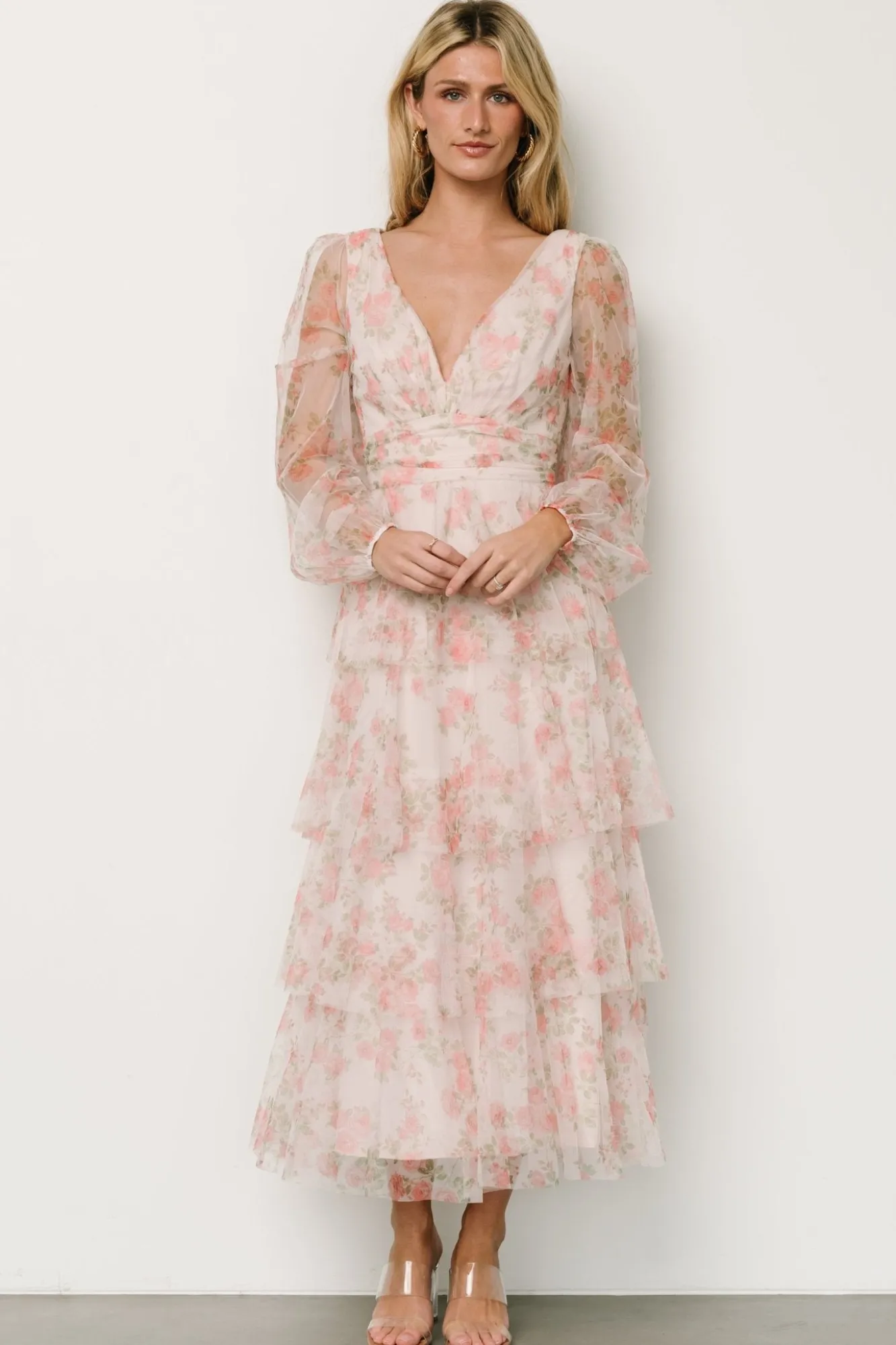 Baltic Born Carolina Tulle Tiered Maxi Dress | Blush Floral
