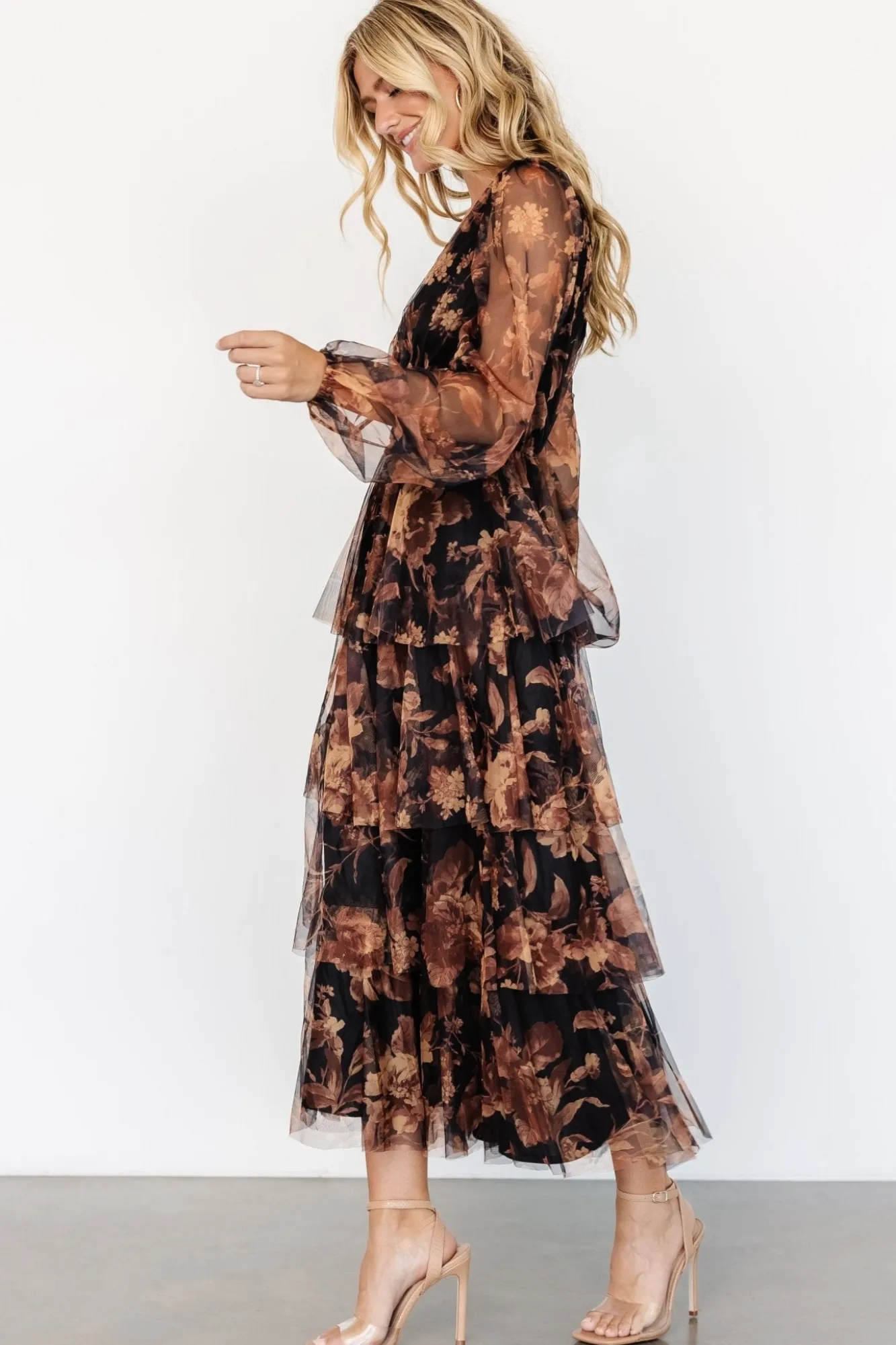 Baltic Born Carolina Tulle Tiered Maxi Dress | Caramel Floral
