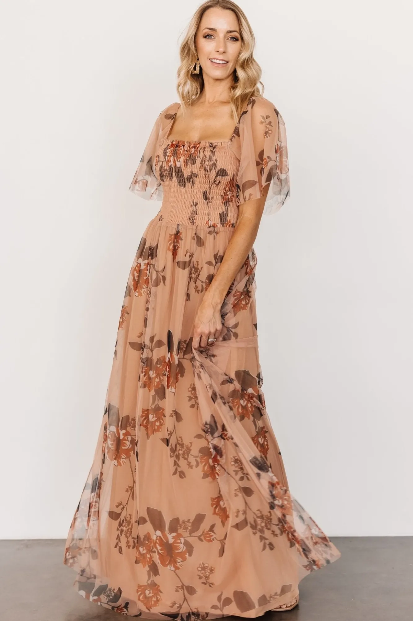 Baltic Born Cassandra Tulle Maxi Dress | Copper Floral