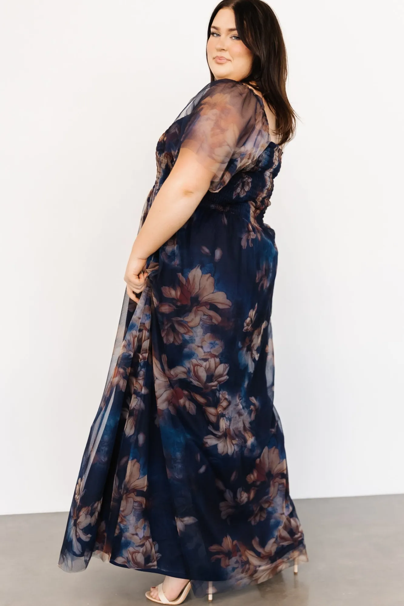 Baltic Born Cassandra Tulle Maxi Dress | Dark Blue Floral