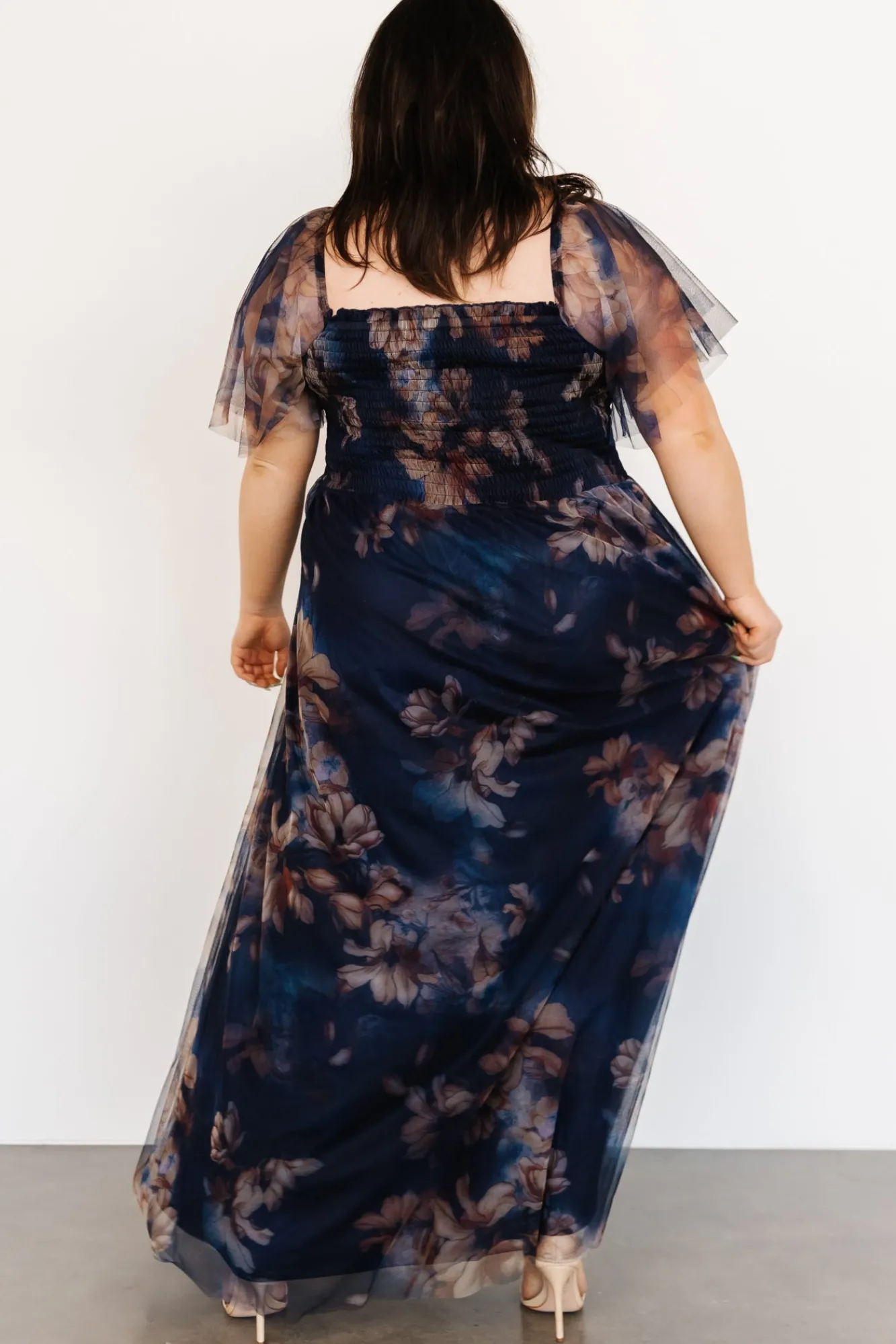 Baltic Born Cassandra Tulle Maxi Dress | Dark Blue Floral