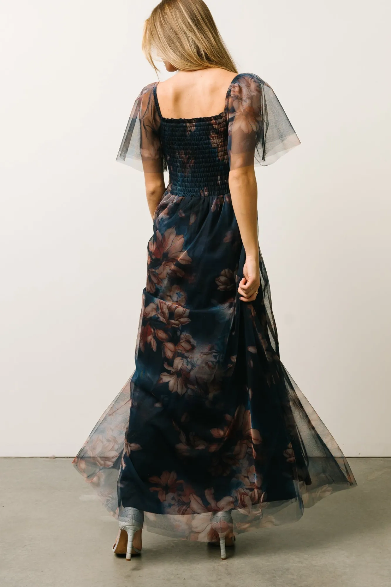 Baltic Born Cassandra Tulle Maxi Dress | Dark Blue Floral