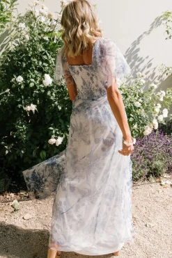 Baltic Born Cassandra Tulle Maxi Dress | Blue + White Floral