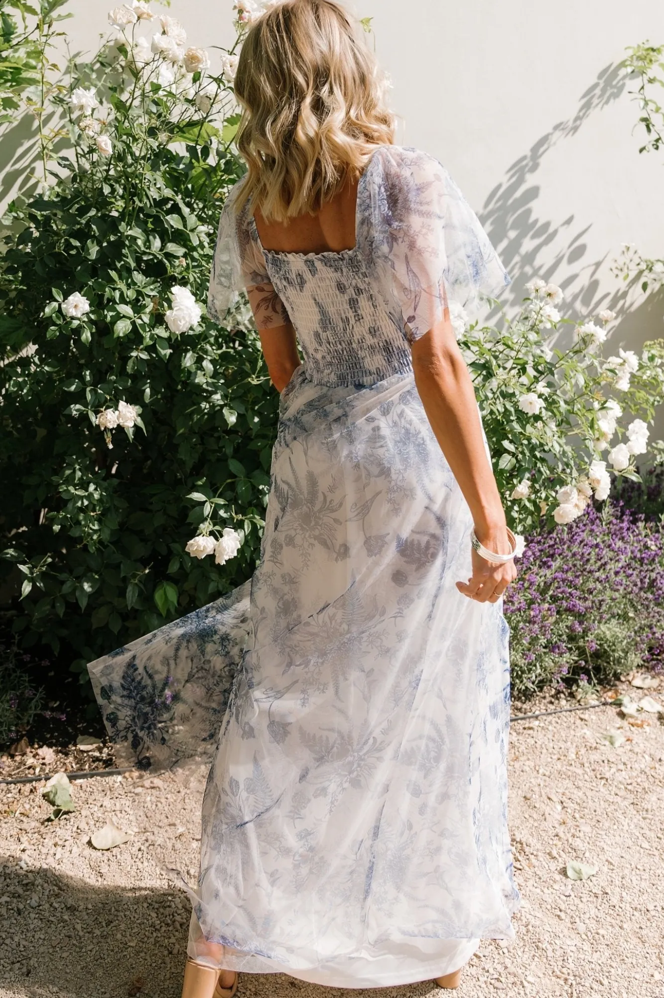 Baltic Born Cassandra Tulle Maxi Dress | Blue + White Floral