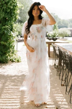 Baltic Born Cassandra Tulle Maxi Dress | White Multi