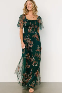 Baltic Born Cassandra Tulle Maxi Dress | Green + Bronze Floral