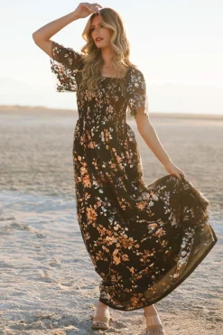 Baltic Born Cassandra Tulle Maxi Dress | Black Blossom