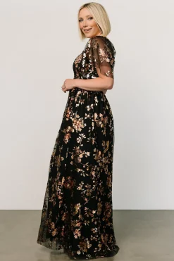 Baltic Born Cassandra Tulle Maxi Dress | Black Blossom