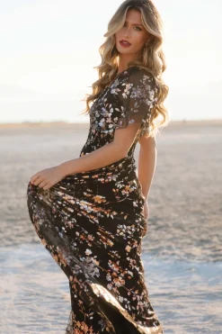 Baltic Born Cassandra Tulle Maxi Dress | Black Blossom