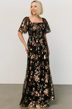 Baltic Born Cassandra Tulle Maxi Dress | Black Blossom
