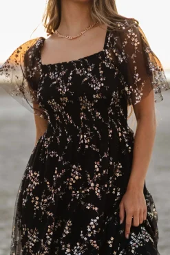 Baltic Born Cassandra Tulle Maxi Dress | Metallic Black