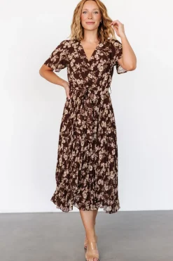 Baltic Born Cassidy Pleated Midi Dress | Brown Floral