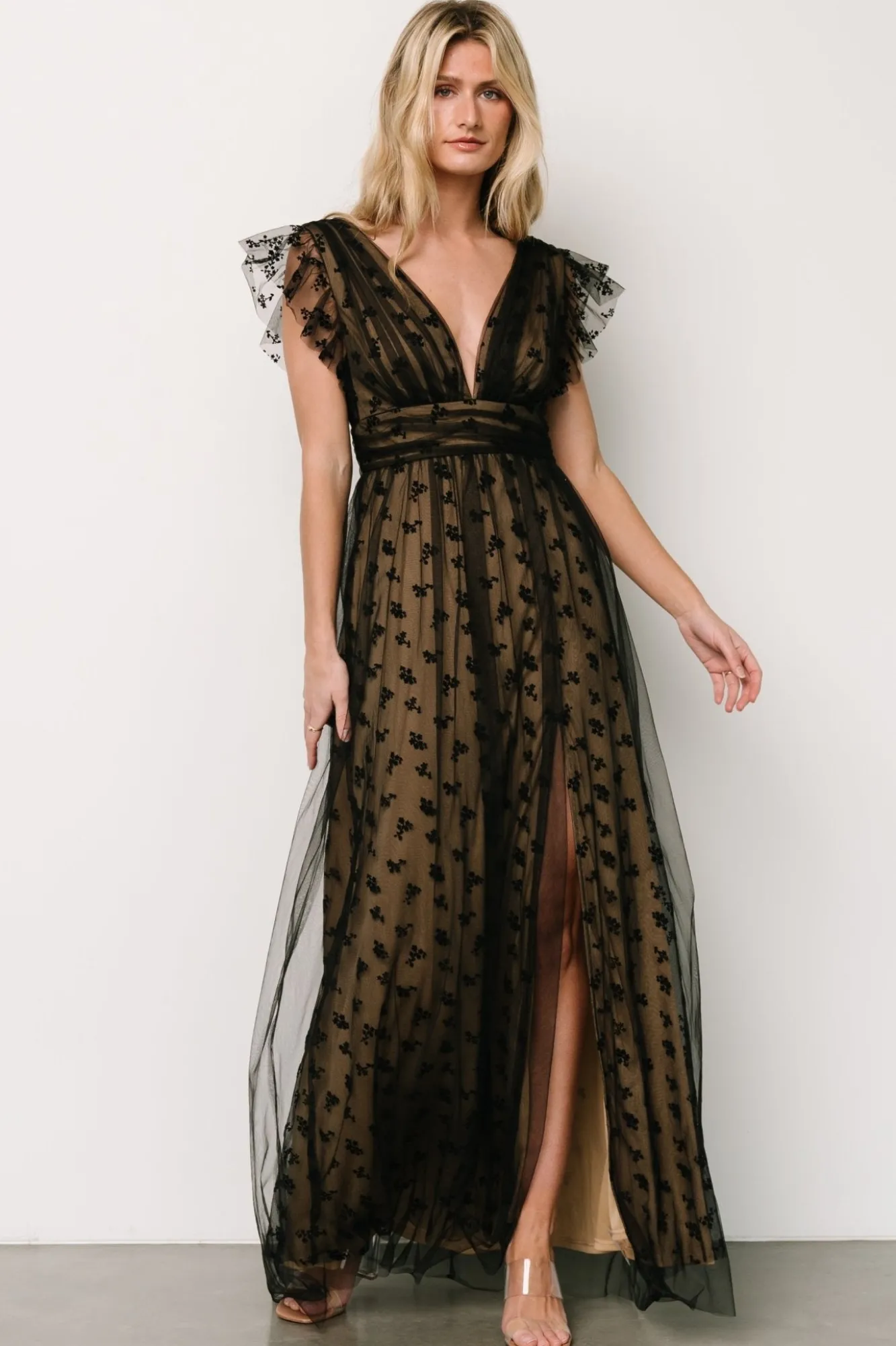 Baltic Born Caterina Tulle Maxi Dress | Black + Nude