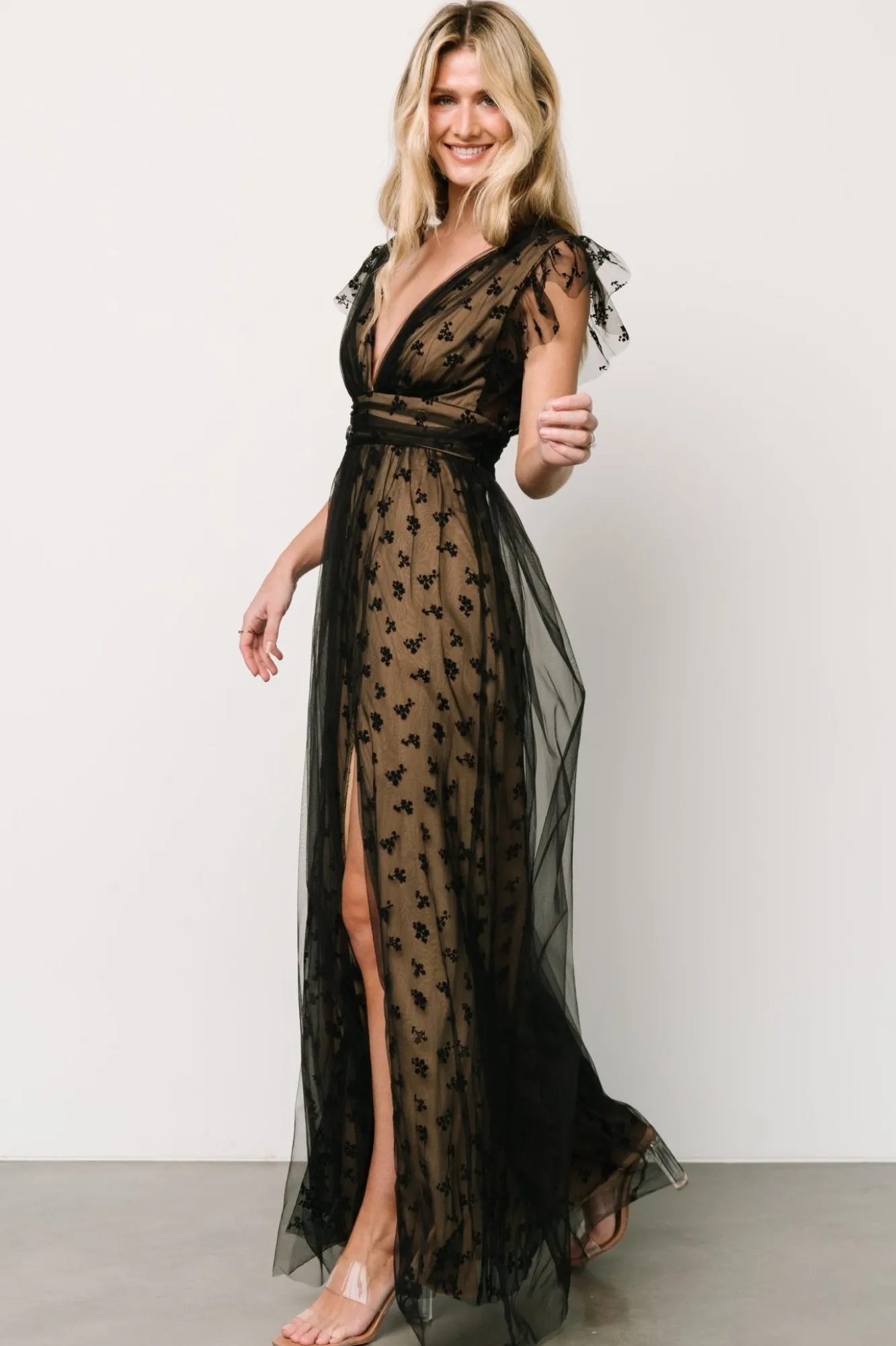 Baltic Born Caterina Tulle Maxi Dress | Black + Nude