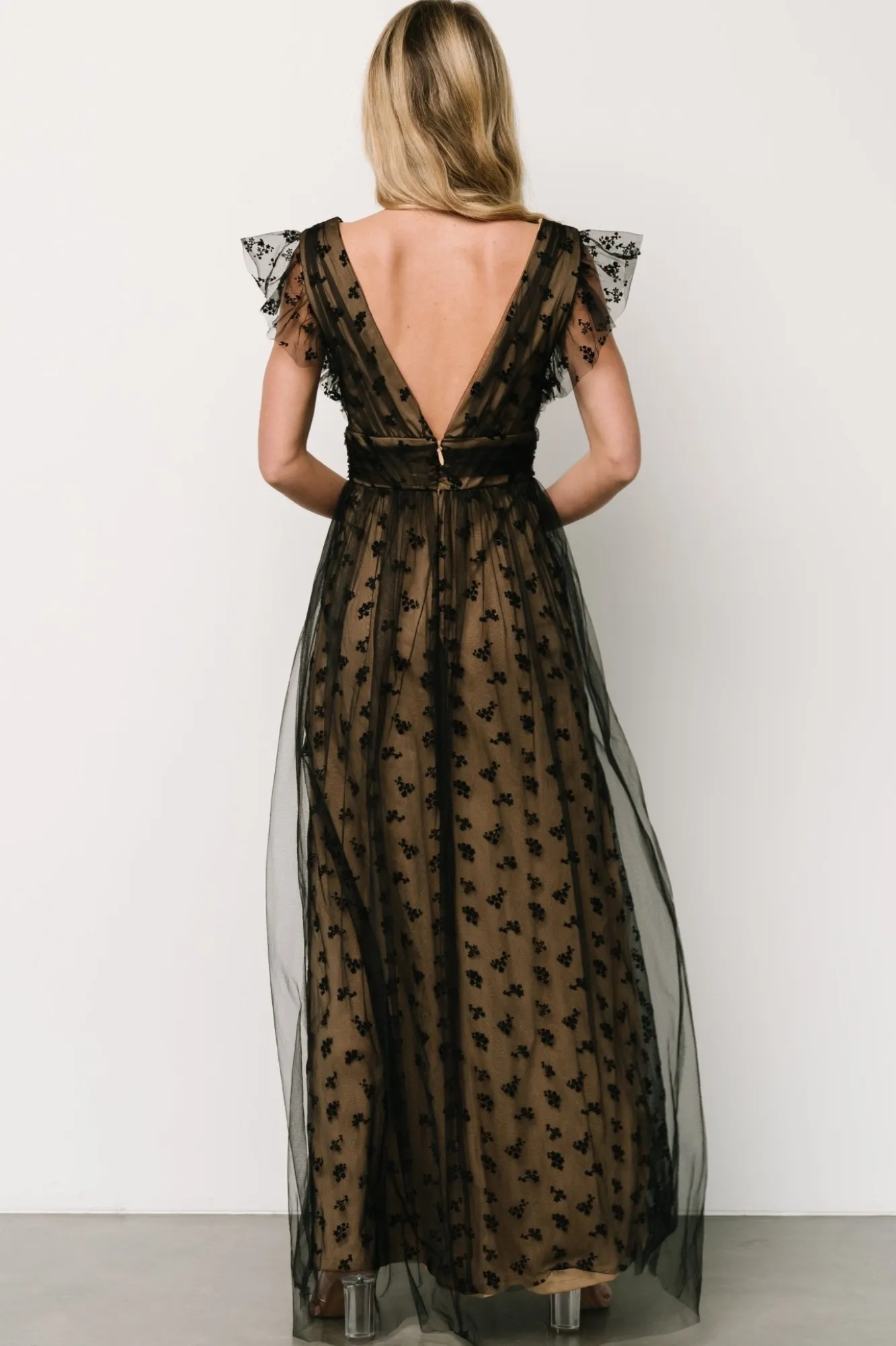 Baltic Born Caterina Tulle Maxi Dress | Black + Nude