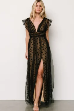 Baltic Born Caterina Tulle Maxi Dress | Black + Nude