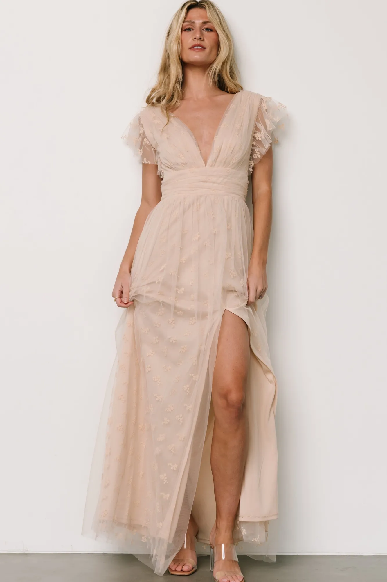 Baltic Born Caterina Tulle Maxi Dress | Nude Blush