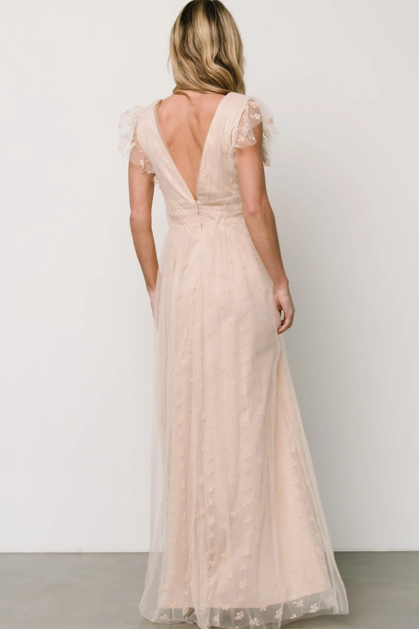 Baltic Born Caterina Tulle Maxi Dress | Nude Blush