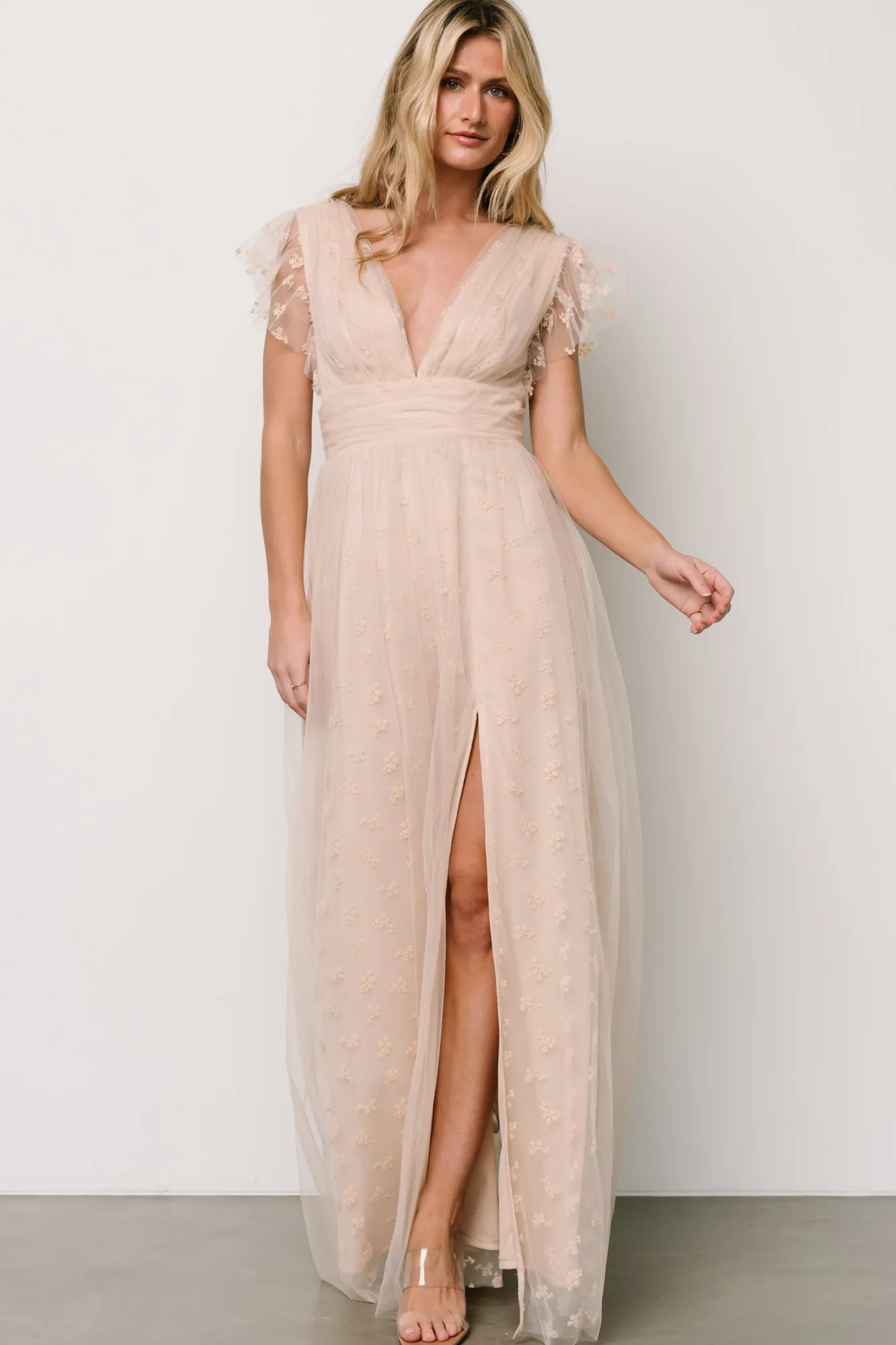 Baltic Born Caterina Tulle Maxi Dress | Nude Blush