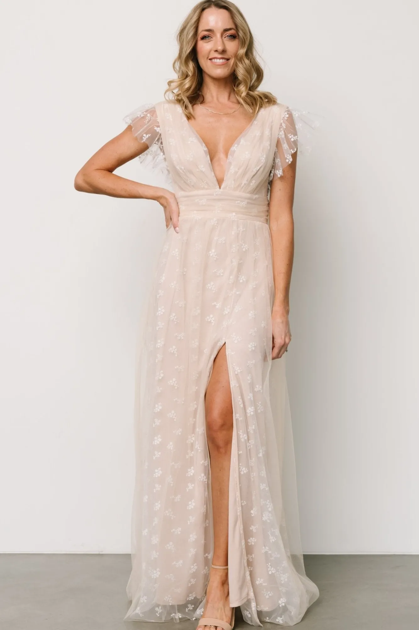 Baltic Born Caterina Tulle Maxi Dress | Natural + White