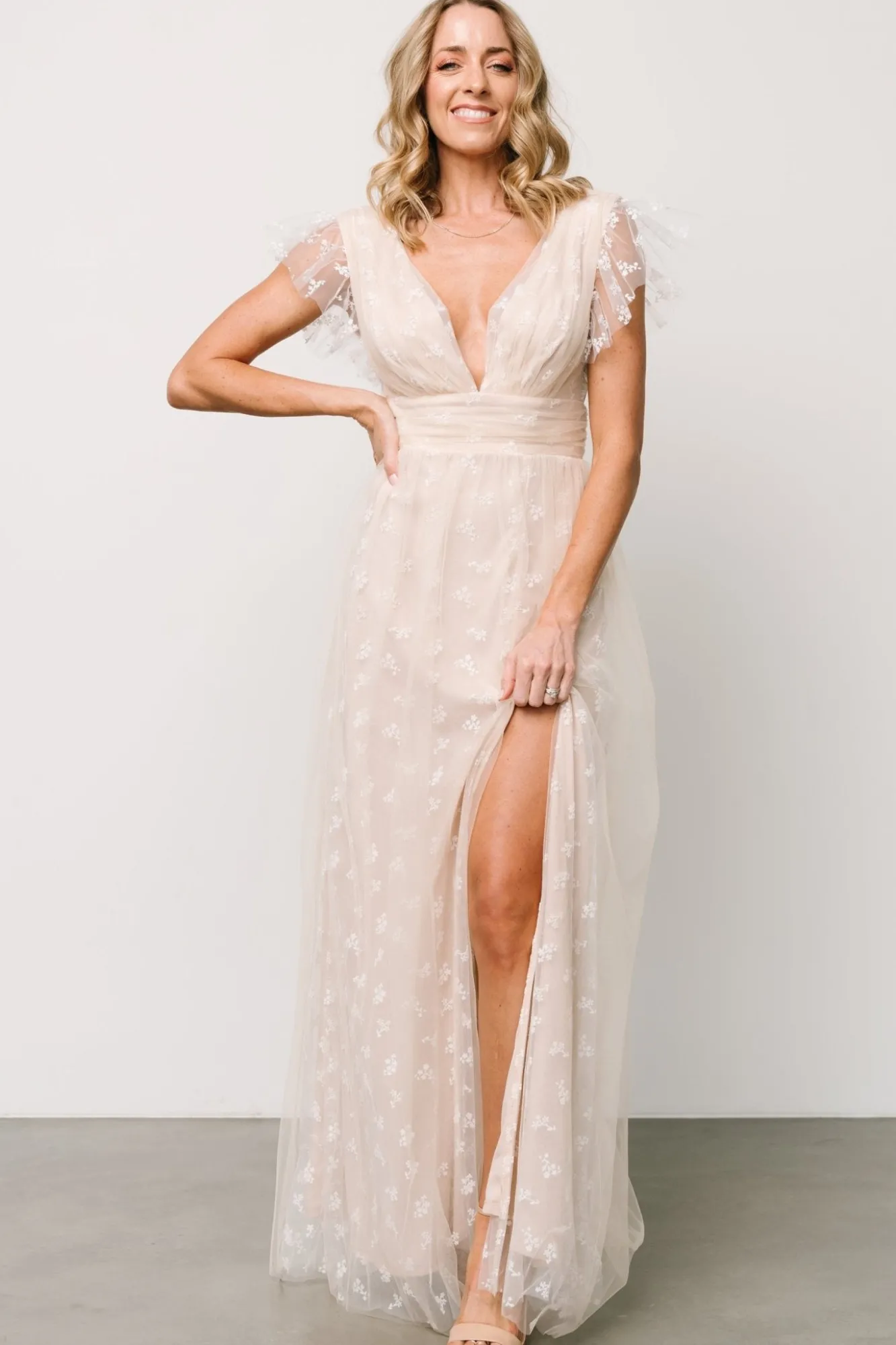 Baltic Born Caterina Tulle Maxi Dress | Natural + White