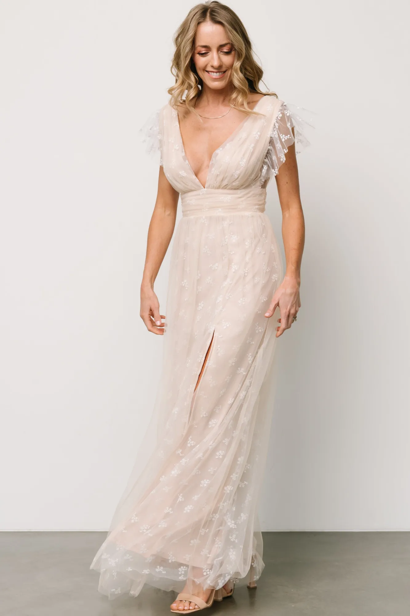 Baltic Born Caterina Tulle Maxi Dress | Natural + White