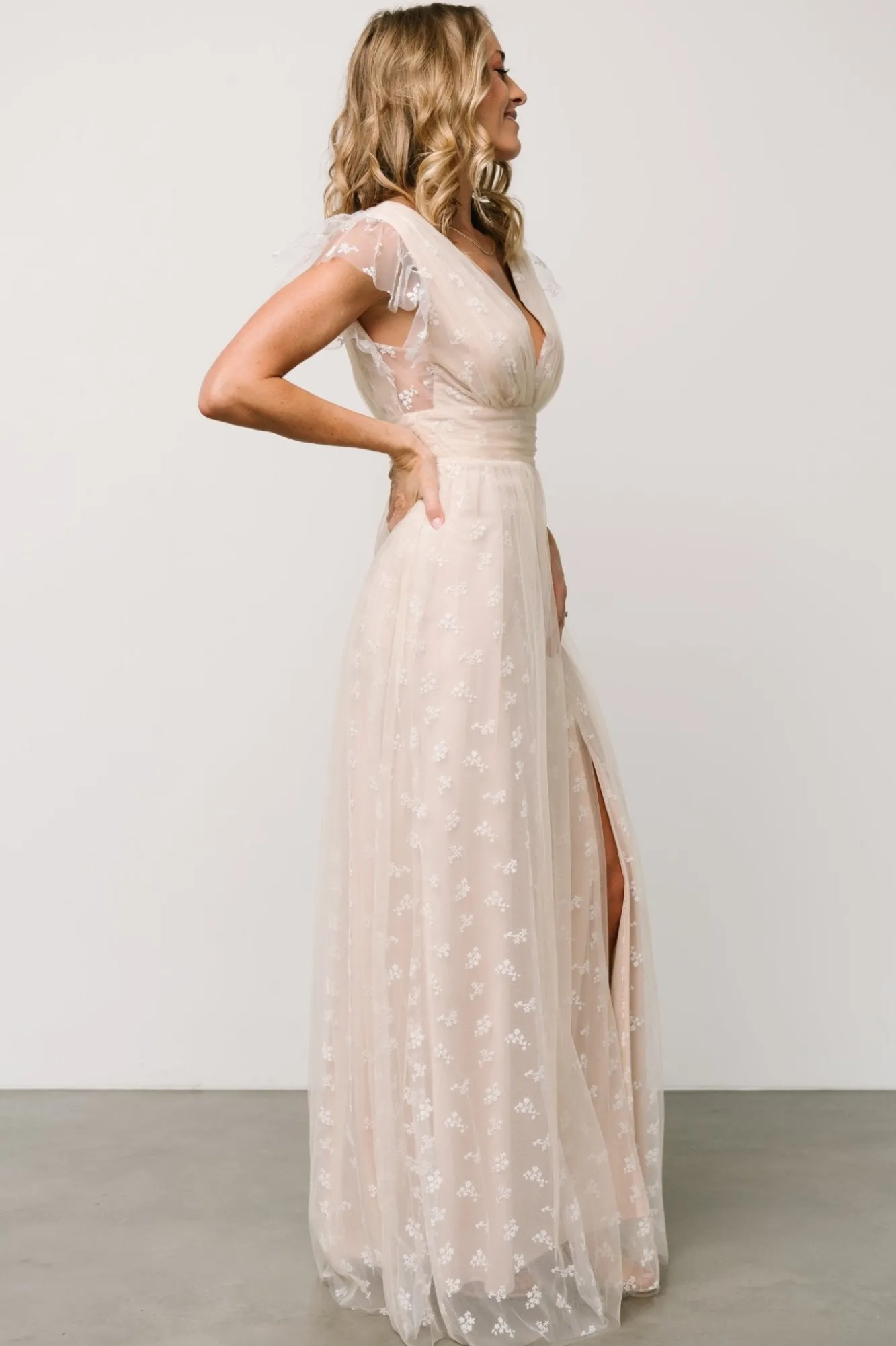 Baltic Born Caterina Tulle Maxi Dress | Natural + White