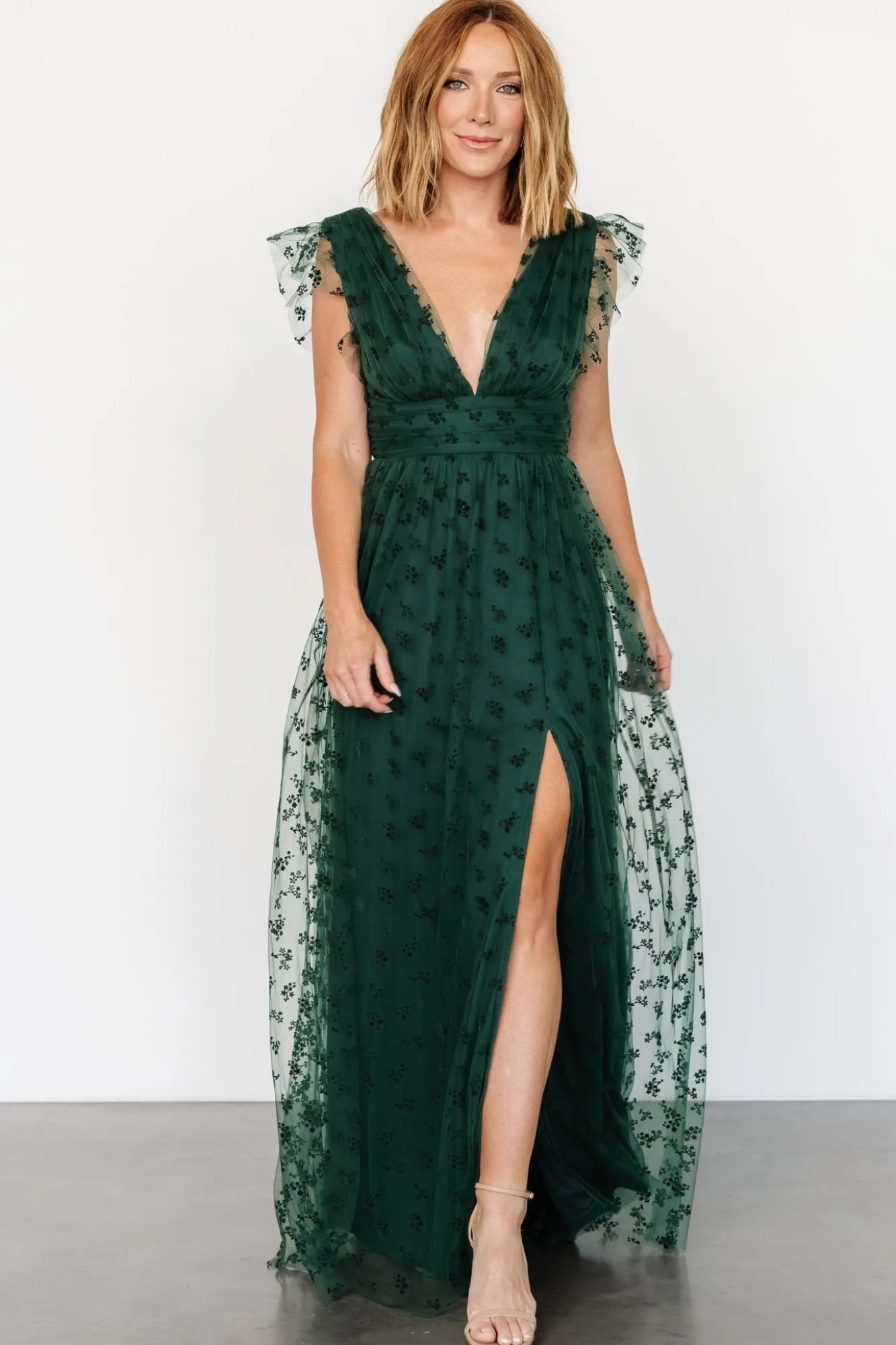 Baltic Born Caterina Tulle Maxi Dress | Dark Green