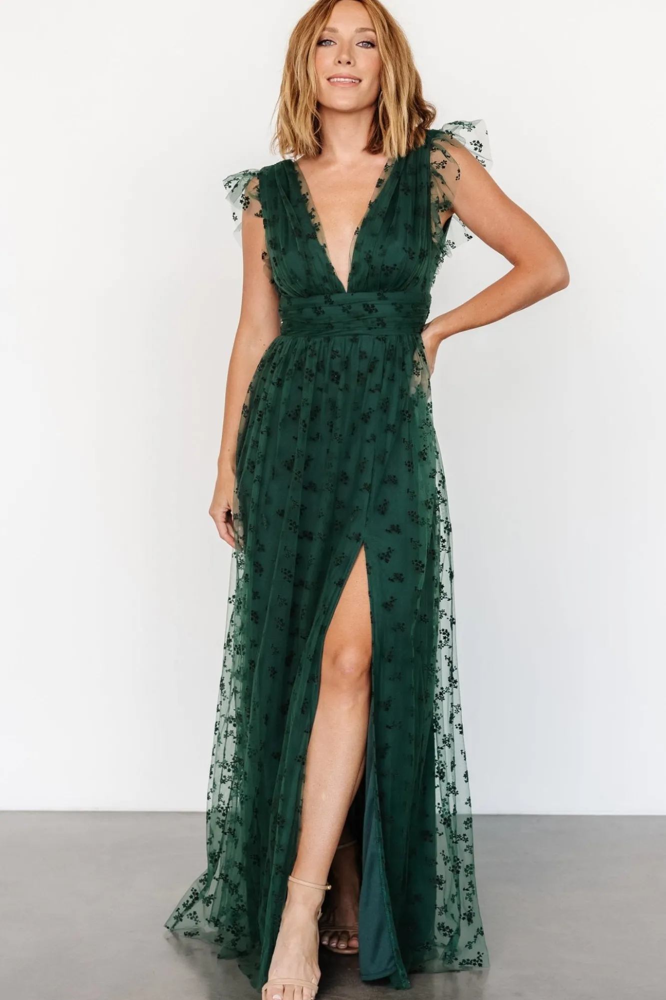 Baltic Born Caterina Tulle Maxi Dress | Dark Green
