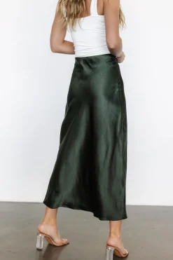 Baltic Born Celeste Satin Midi Skirt | Dark Green