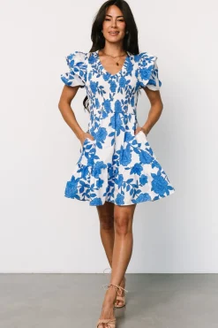 Baltic Born Charee Short Dress | White + Blue