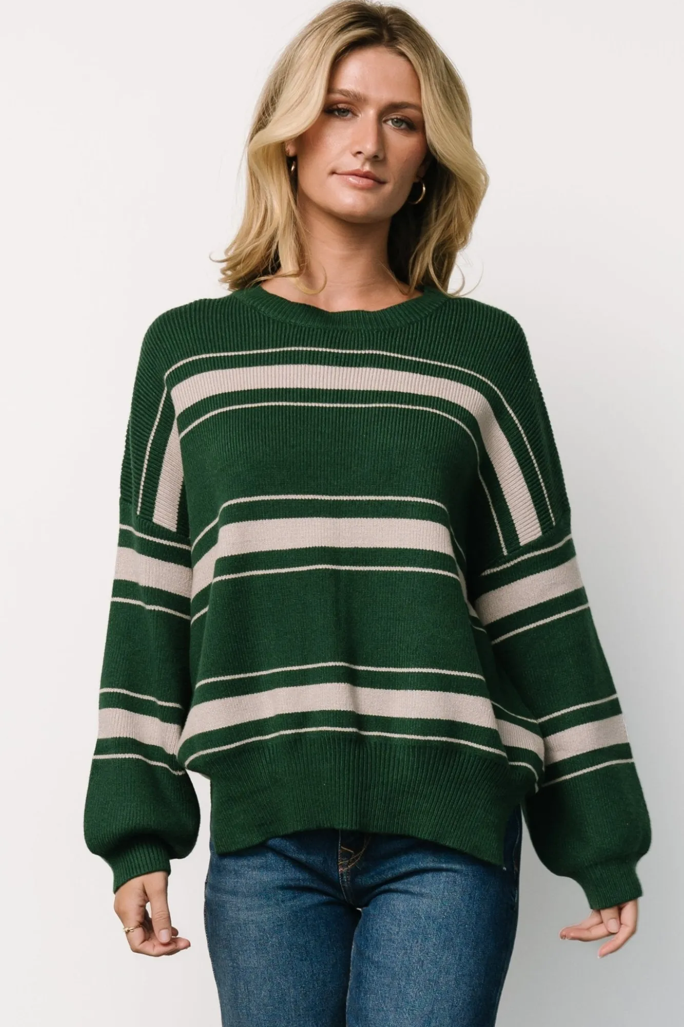 Baltic Born Charlie Striped Sweater | Dark Green