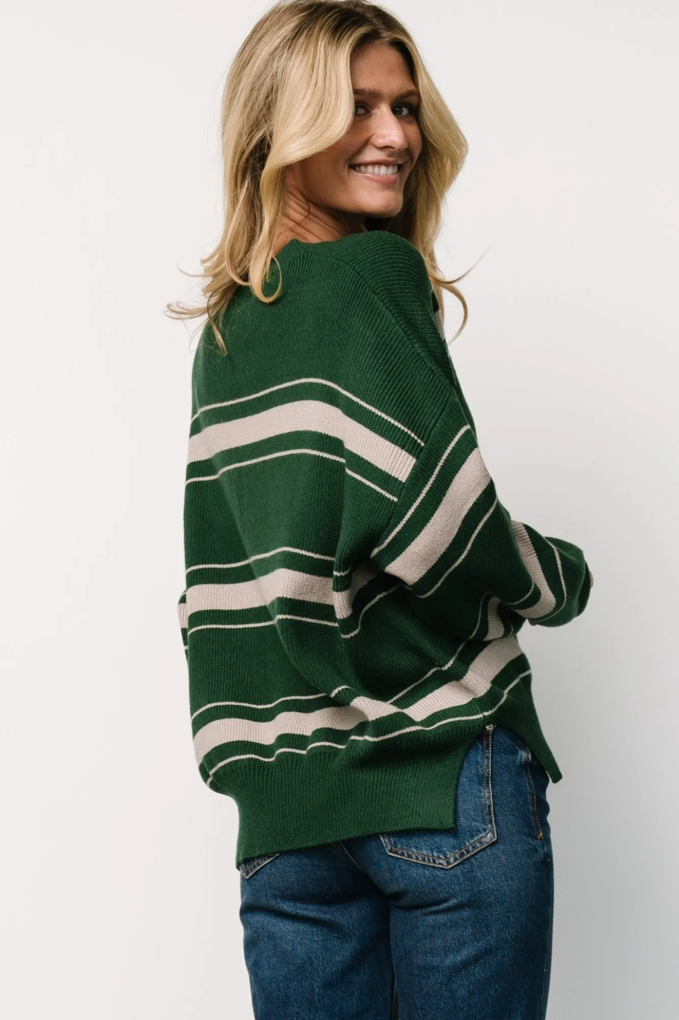 Baltic Born Charlie Striped Sweater | Dark Green