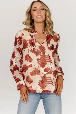 Baltic Born Charlotte Tie Blouse | Cream + Rust