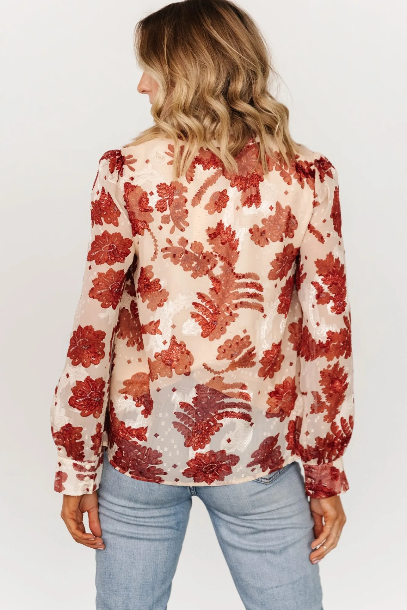 Baltic Born Charlotte Tie Blouse | Cream + Rust
