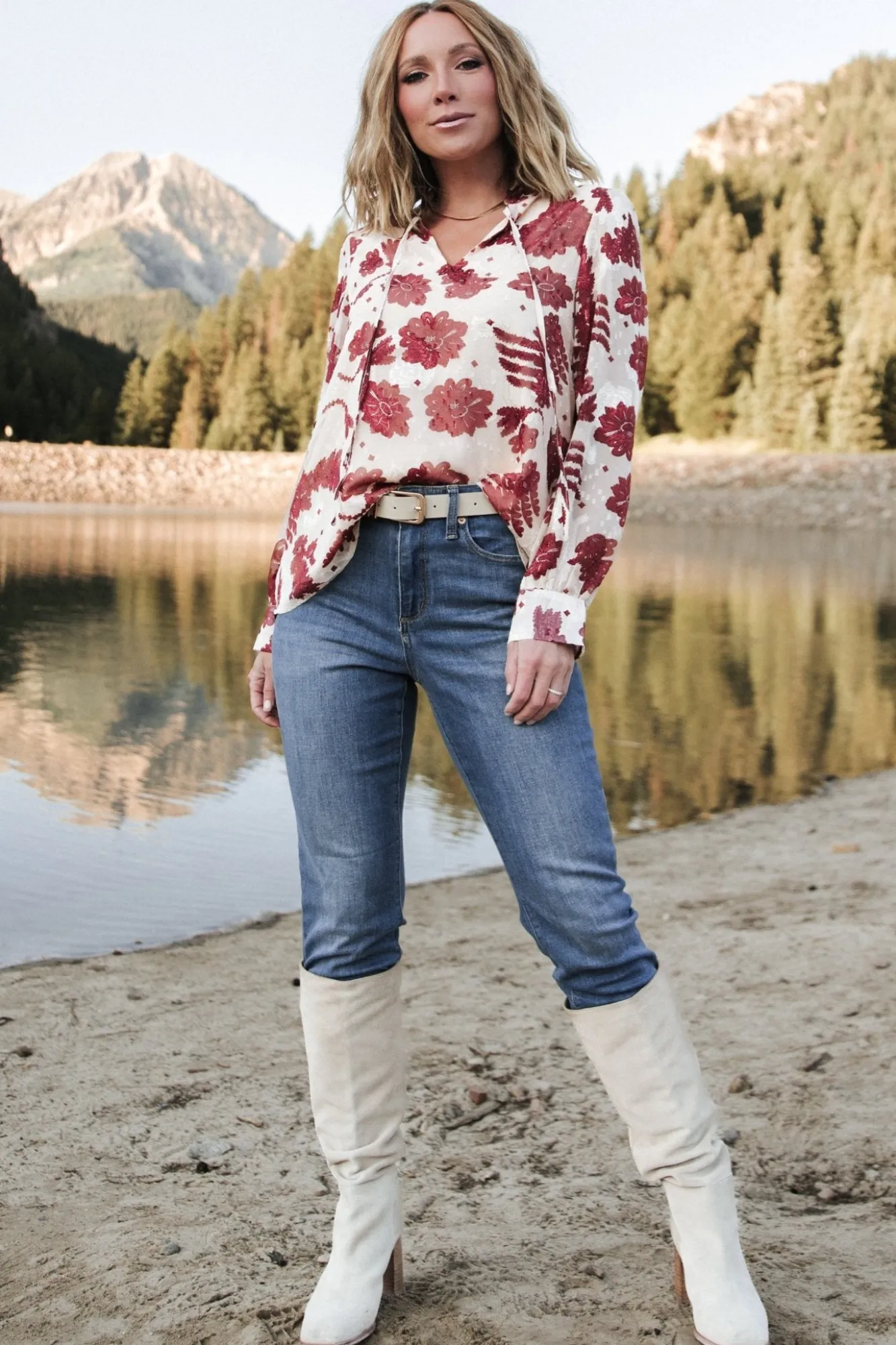 Baltic Born Charlotte Tie Blouse | Cream + Rust