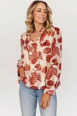 Baltic Born Charlotte Tie Blouse | Cream + Rust
