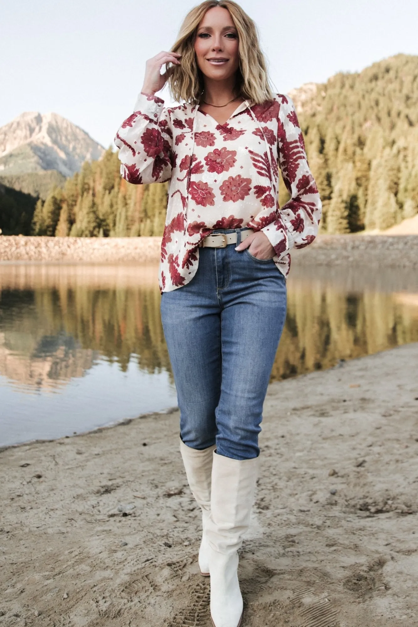 Baltic Born Charlotte Tie Blouse | Cream + Rust